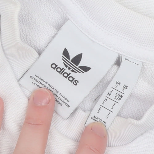 Adidas Men’s White Crew Neck Long Sleeve Pullover Sweatshirt Size S