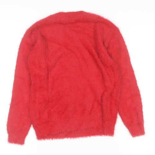 Dunnes Stores Girls Red Reindeer Sequin Christmas Jumper Age 8-9 Years