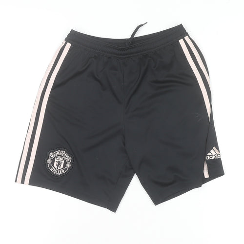 adidas Girls Black Football Shorts 11-12 Years Manchester United Activewear