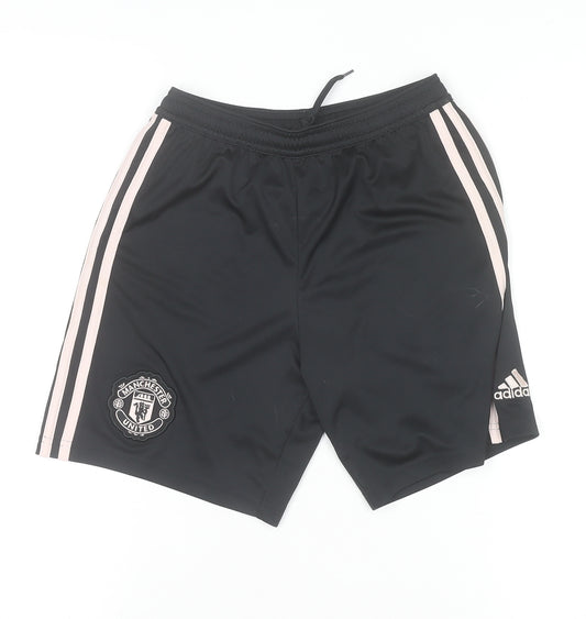 adidas Girls Black Football Shorts 11-12 Years Manchester United Activewear