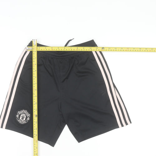 adidas Girls Black Football Shorts 11-12 Years Manchester United Activewear