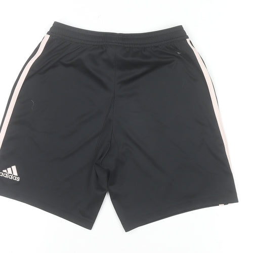 adidas Girls Black Football Shorts 11-12 Years Manchester United Activewear