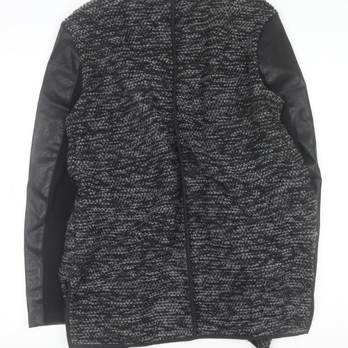 New Look Women's Grey Faux Leather Sleeve Cardigan Size 12