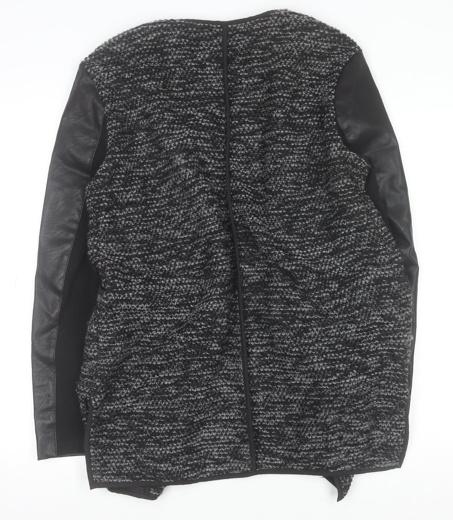 New Look Women's Grey Faux Leather Sleeve Cardigan Size 12
