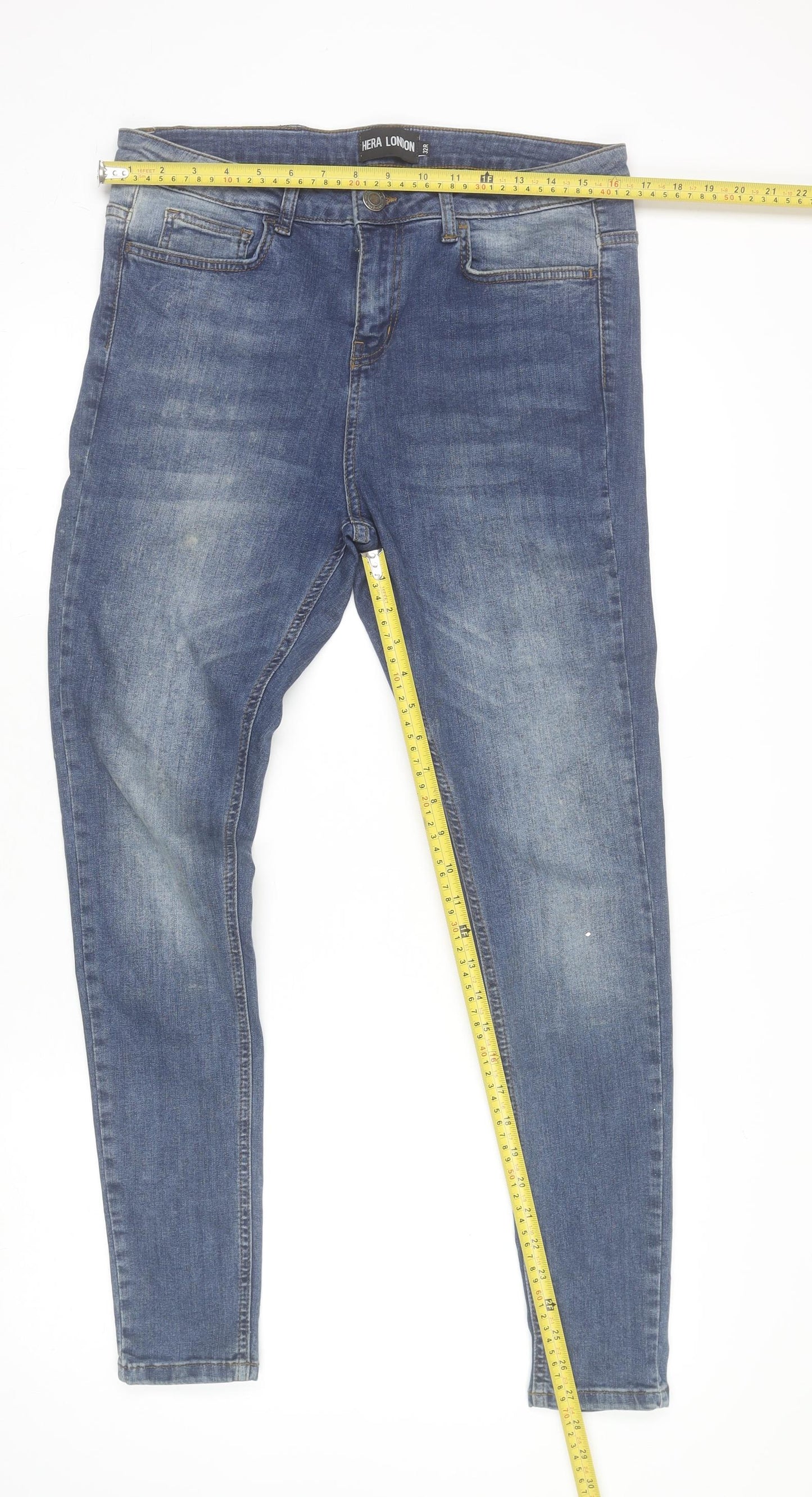Hera London Men's Blue Skinny Jeans 32R Denim Classic Fit