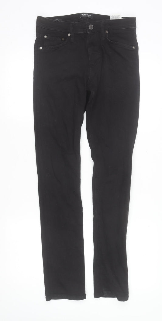 Jack & Jones Men's Black Slim Fit Glenn Jeans 28W 32L Denim