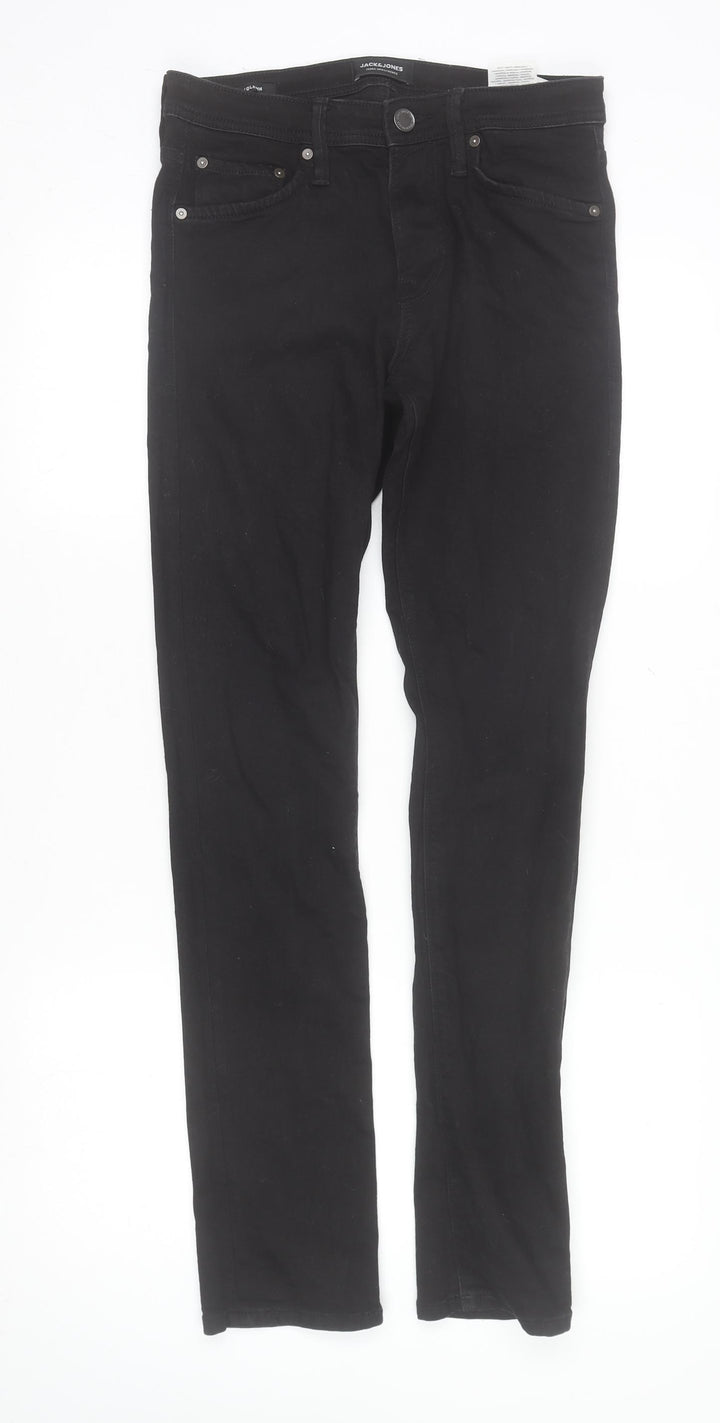 Jack & Jones Men's Black Slim Fit Glenn Jeans 28W 32L Denim