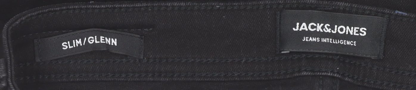 Jack & Jones Men's Black Slim Fit Glenn Jeans 28W 32L Denim