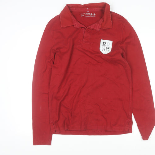 GAP Men's Red Cotton Long Sleeve Collared Casual Polo Shirt Size M