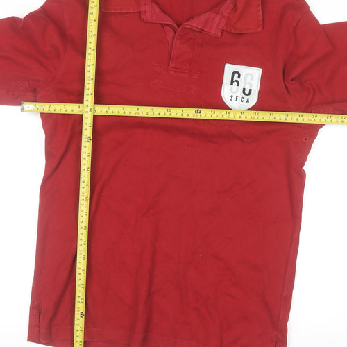 GAP Men's Red Cotton Long Sleeve Collared Casual Polo Shirt Size M