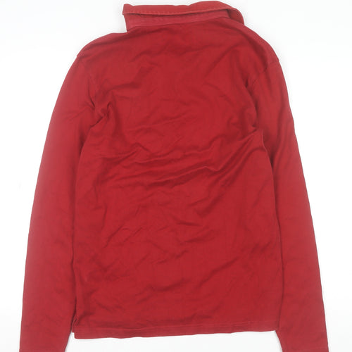 GAP Men's Red Cotton Long Sleeve Collared Casual Polo Shirt Size M