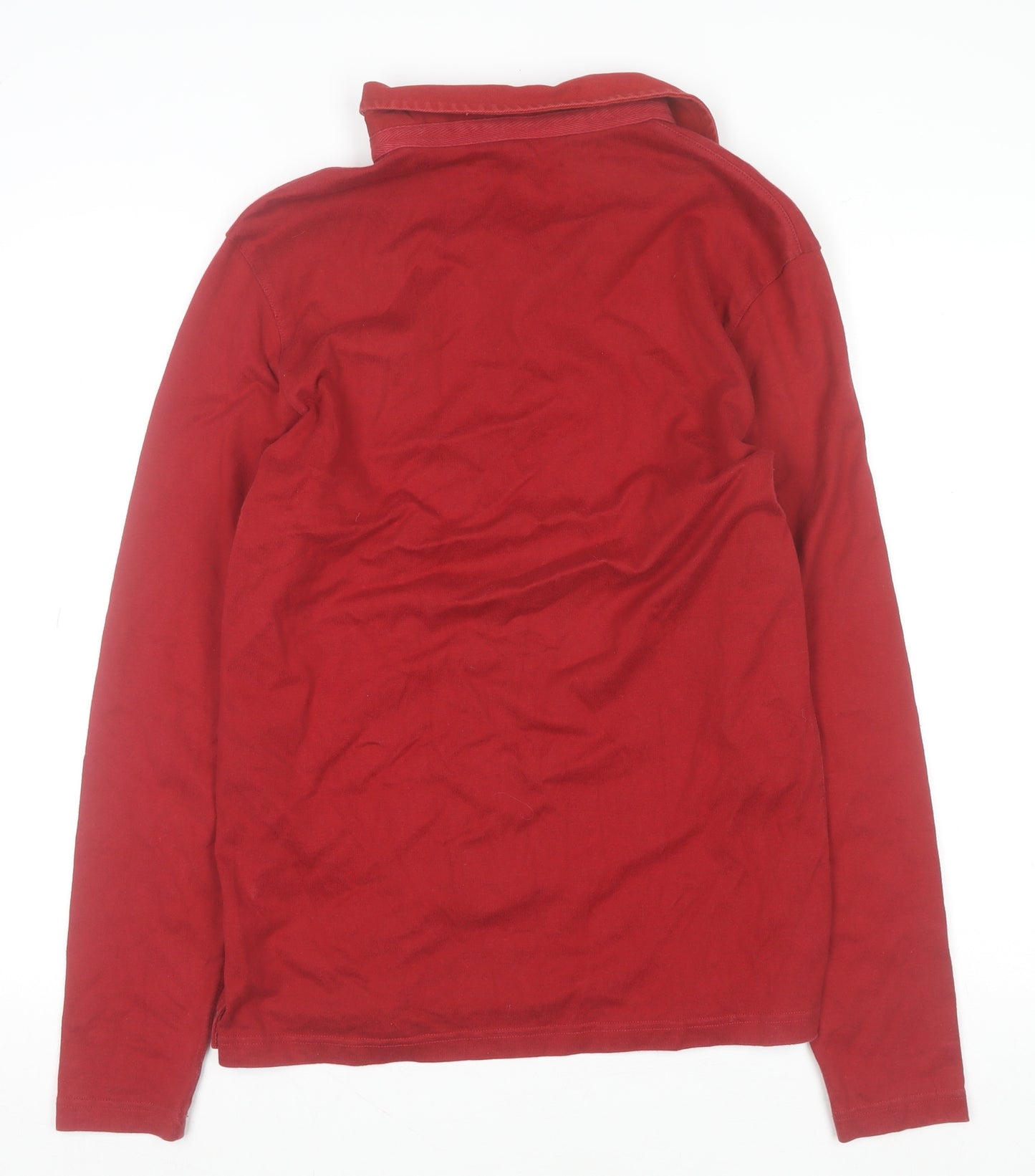 GAP Men's Red Cotton Long Sleeve Collared Casual Polo Shirt Size M