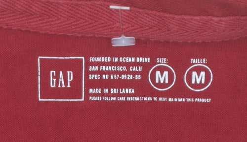 GAP Men's Red Cotton Long Sleeve Collared Casual Polo Shirt Size M