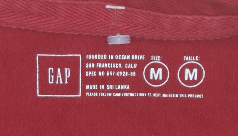 GAP Men's Red Cotton Long Sleeve Collared Casual Polo Shirt Size M
