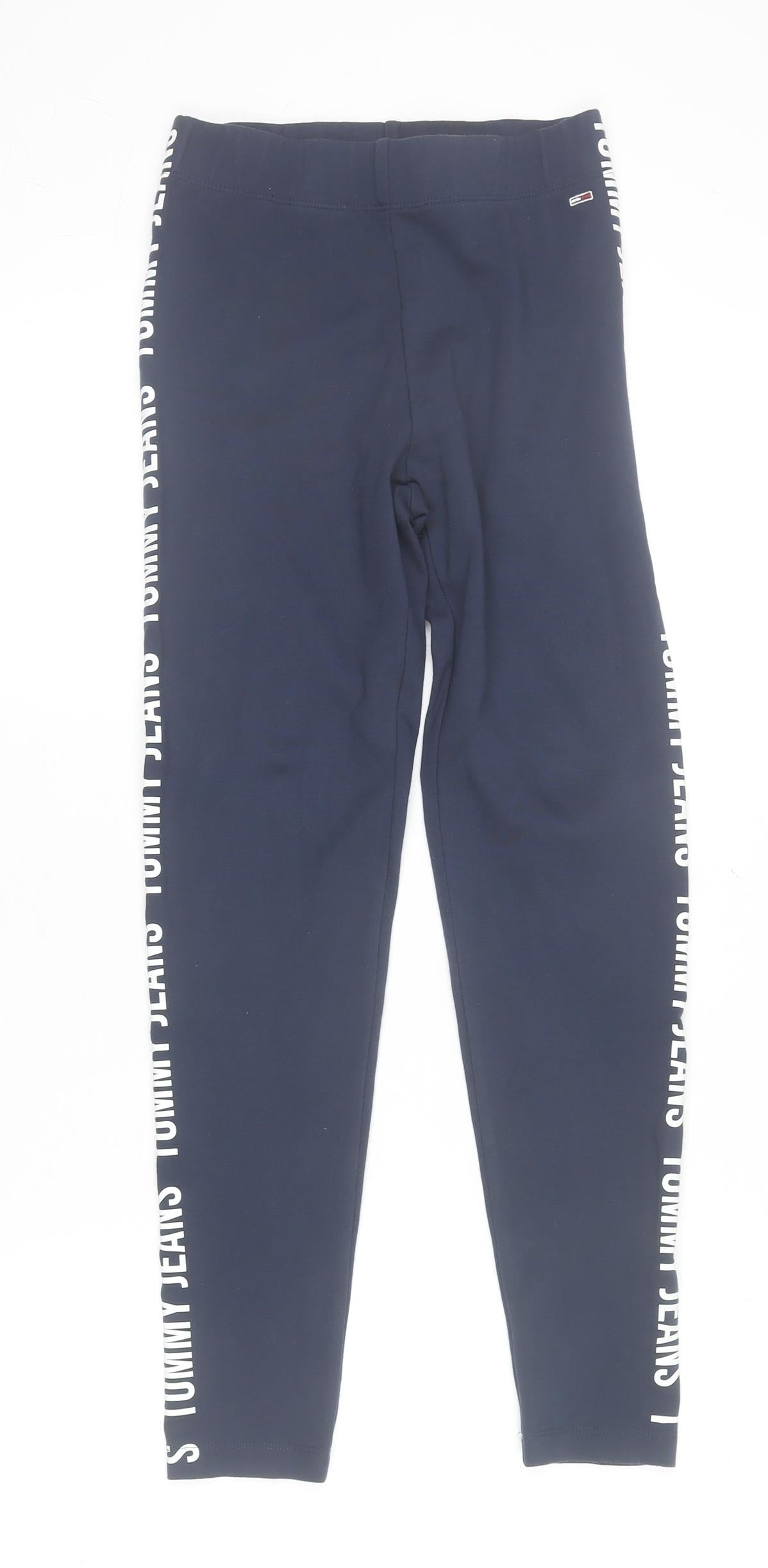 Tommy Jeans Womens Navy XS Leggings Viscose Blend Logo Side Stripe