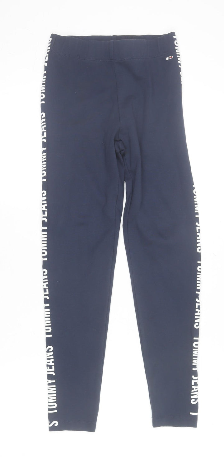 Tommy Jeans Womens Navy XS Leggings Viscose Blend Logo Side Stripe