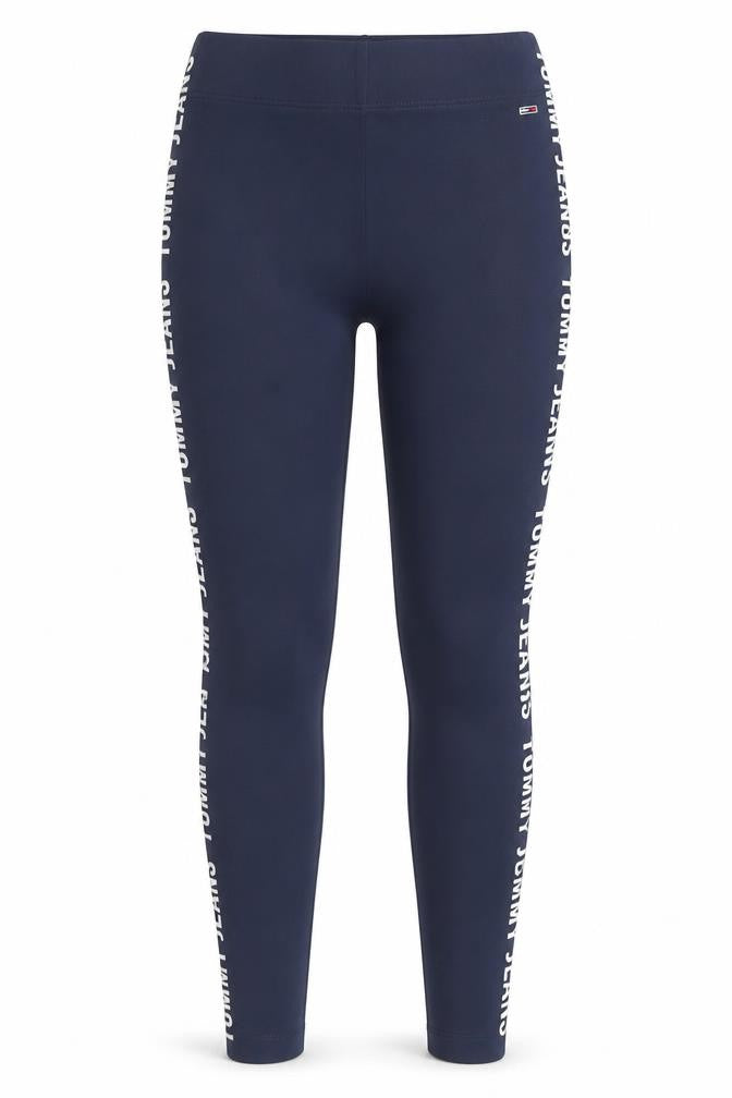 Tommy Jeans Womens Navy XS Leggings Viscose Blend Logo Side Stripe