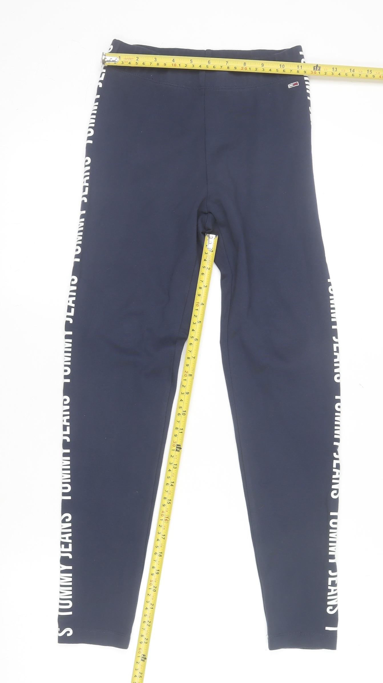Tommy Jeans Womens Navy XS Leggings Viscose Blend Logo Side Stripe