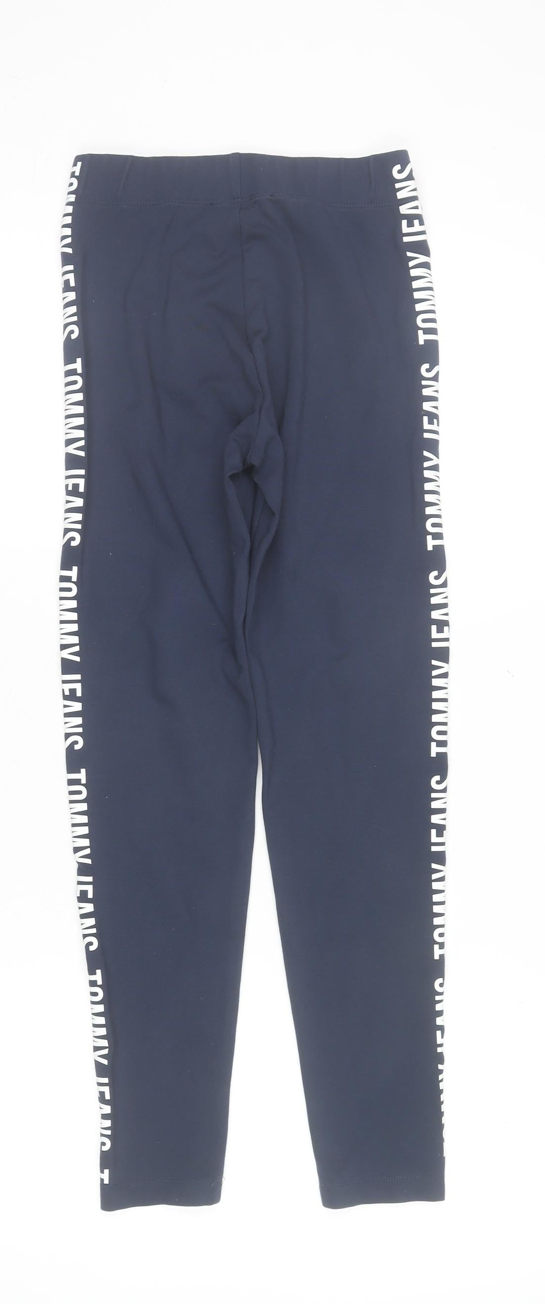 Tommy Jeans Womens Navy XS Leggings Viscose Blend Logo Side Stripe