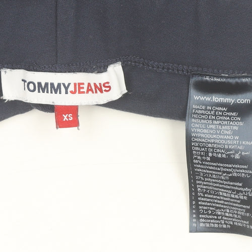 Tommy Jeans Womens Navy XS Leggings Viscose Blend Logo Side Stripe
