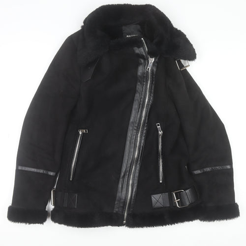 Pull&Bear Women’s Black Faux Fur Lined Biker Jacket XS