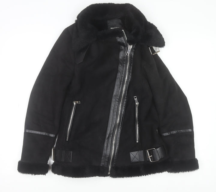 Pull&Bear Women’s Black Faux Fur Lined Biker Jacket XS