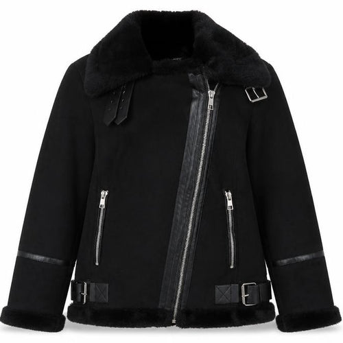 Pull&Bear Women’s Black Faux Fur Lined Biker Jacket XS