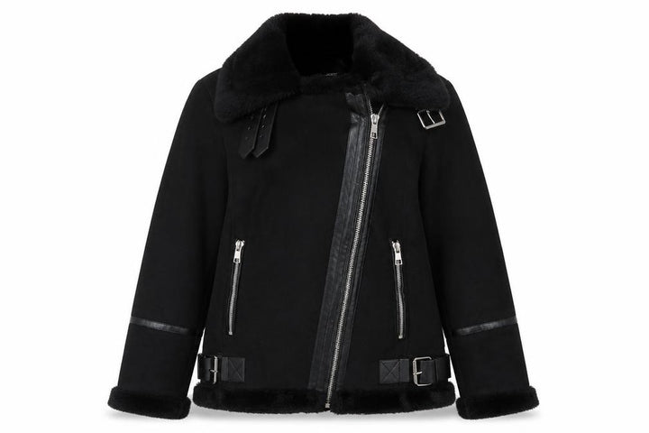 Pull&Bear Women’s Black Faux Fur Lined Biker Jacket XS
