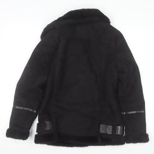 Pull&Bear Women’s Black Faux Fur Lined Biker Jacket XS