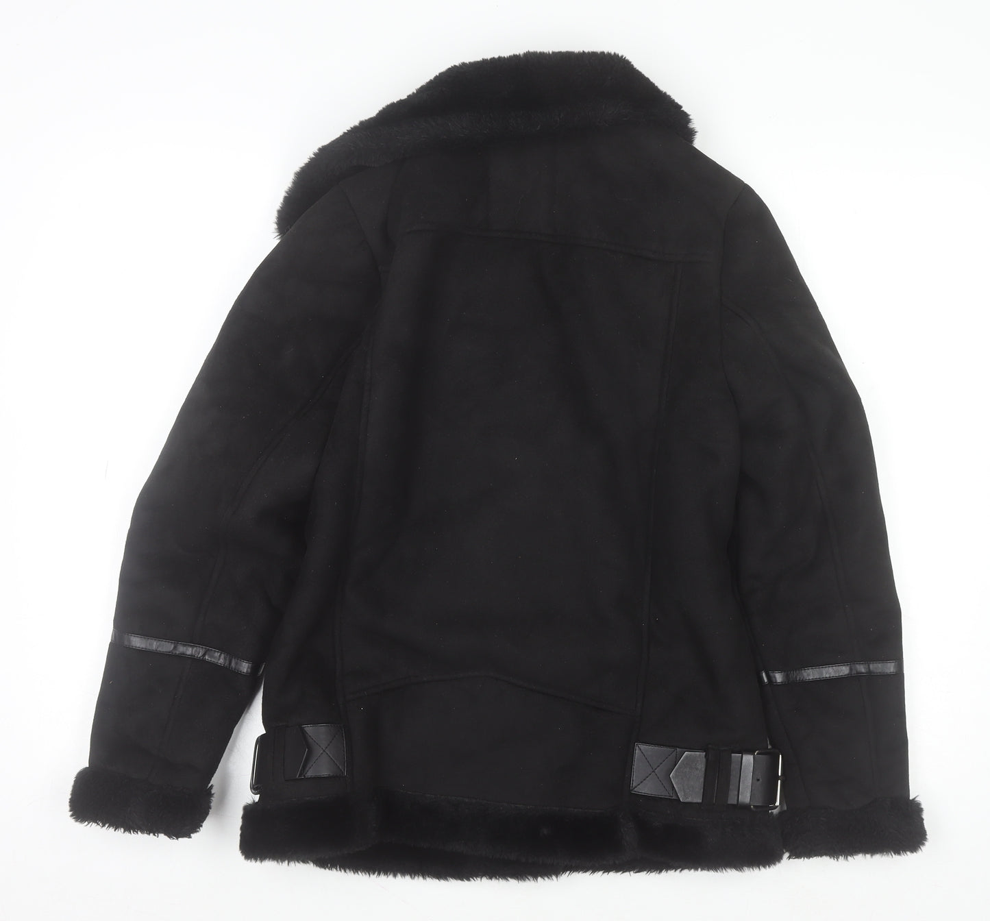 Pull&Bear Women’s Black Faux Fur Lined Biker Jacket XS