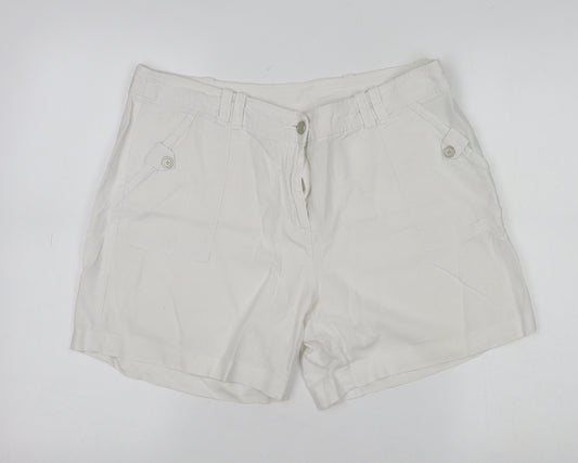 Debenhams Women’s Ivory Chino Shorts Size 14 Linen Blend Summer