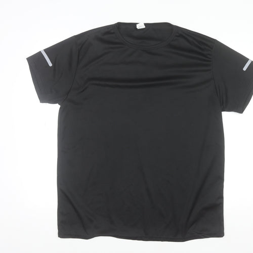 S.K-FS Men's Black 2XL Athletic Fit Moisture Wicking Running T-Shirt