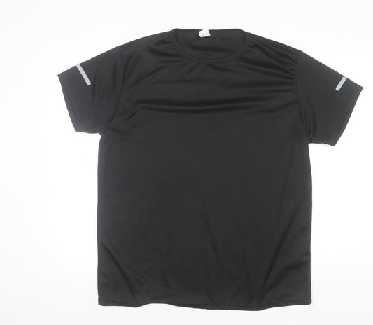 S.K-FS Men's Black 2XL Athletic Fit Moisture Wicking Running T-Shirt