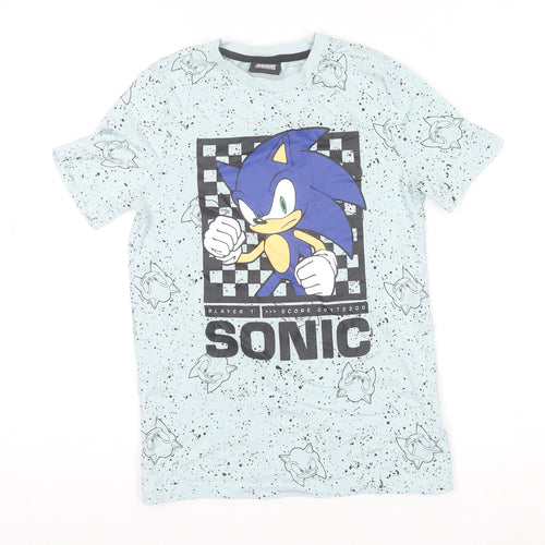 F&F Boys Blue Sonic the Hedgehog Graphic Short Sleeve Cotton T-Shirt 9-10 Years