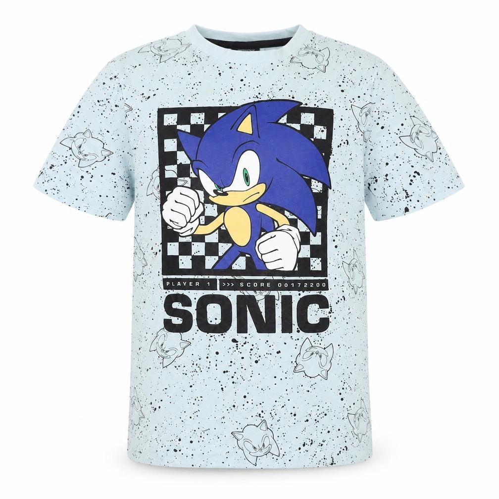 F&F Boys Blue Sonic the Hedgehog Graphic Short Sleeve Cotton T-Shirt 9-10 Years