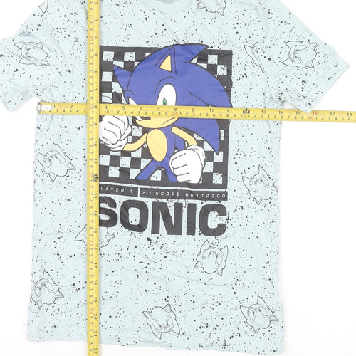 F&F Boys Blue Sonic the Hedgehog Graphic Short Sleeve Cotton T-Shirt 9-10 Years