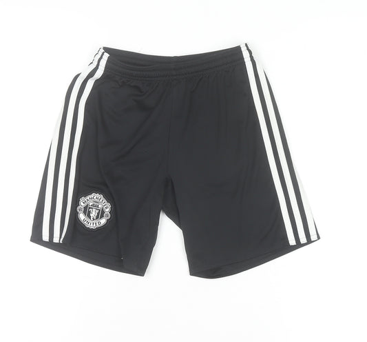Adidas Boys Black Manchester United Athletic Football Shorts 9-10 Years