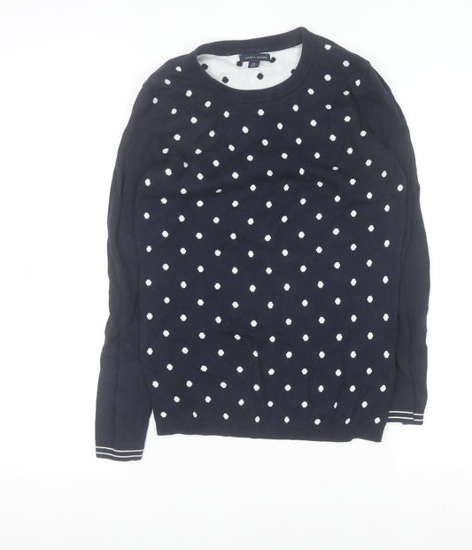 Tommy Hilfiger Boys Navy Polka Dot Crew Neck Cotton Jumper Size S