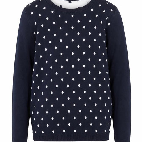 Tommy Hilfiger Boys Navy Polka Dot Crew Neck Cotton Jumper Size S