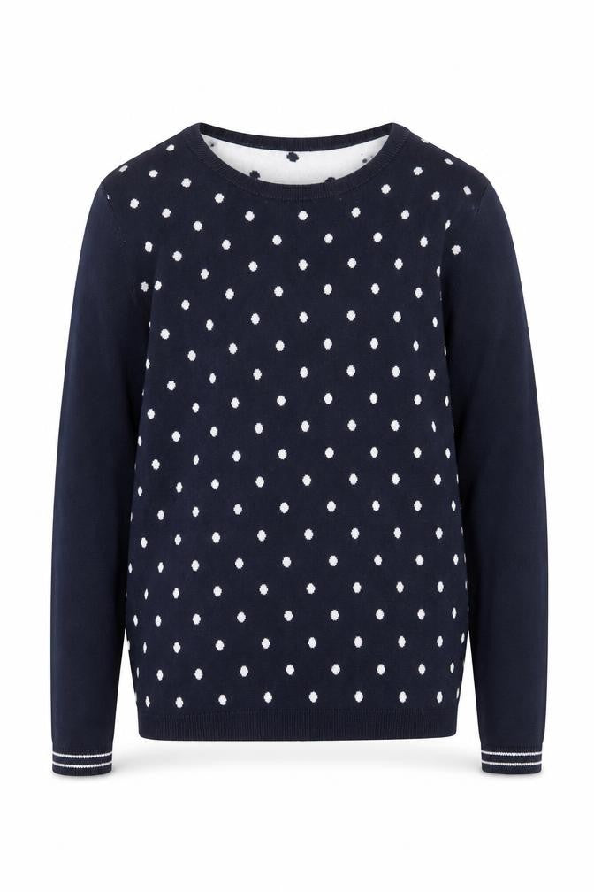Tommy Hilfiger Boys Navy Polka Dot Crew Neck Cotton Jumper Size S