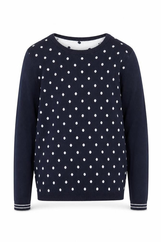 Tommy Hilfiger Boys Navy Polka Dot Crew Neck Cotton Jumper Size S