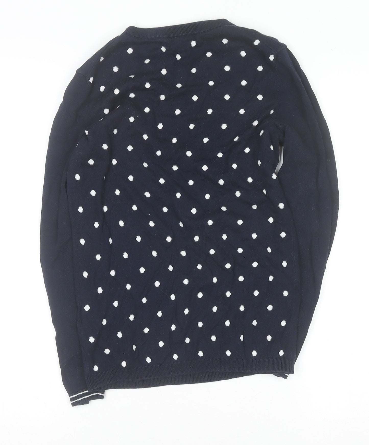 Tommy Hilfiger Boys Navy Polka Dot Crew Neck Cotton Jumper Size S