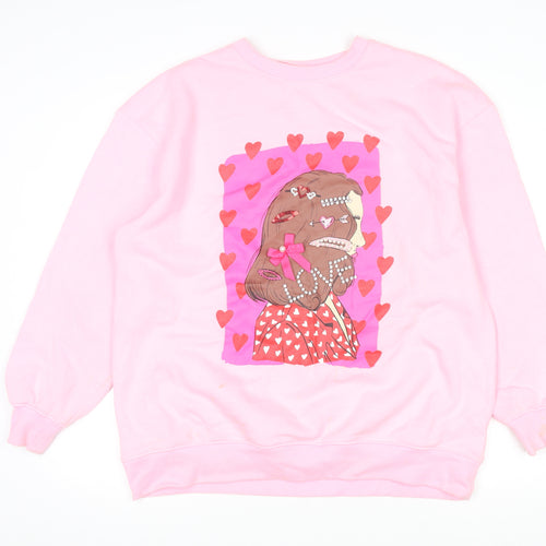 Savida Women Pink Graphic Print Pullover Sweatshirt Size 12