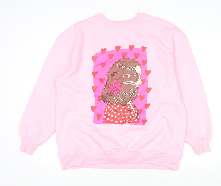 Savida Women Pink Graphic Print Pullover Sweatshirt Size 12