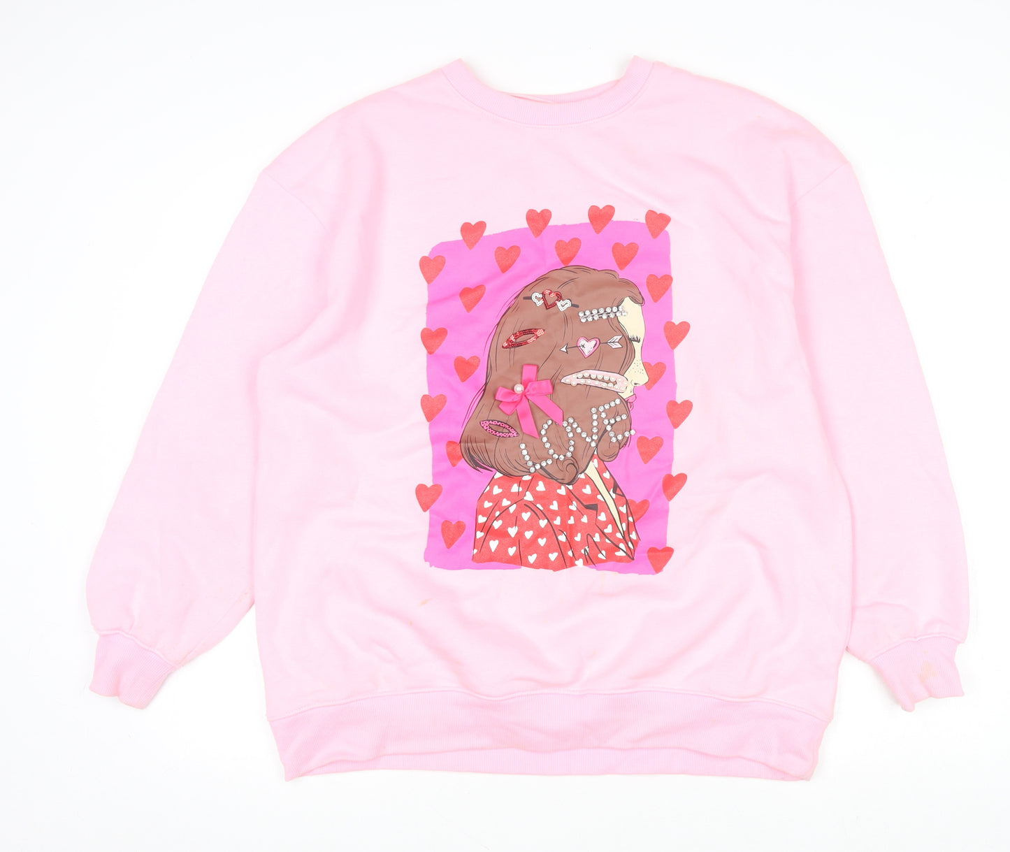 Savida Women Pink Graphic Print Pullover Sweatshirt Size 12