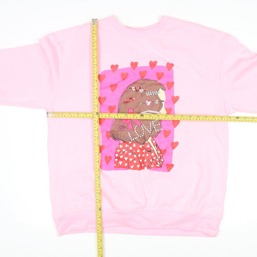 Savida Women Pink Graphic Print Pullover Sweatshirt Size 12