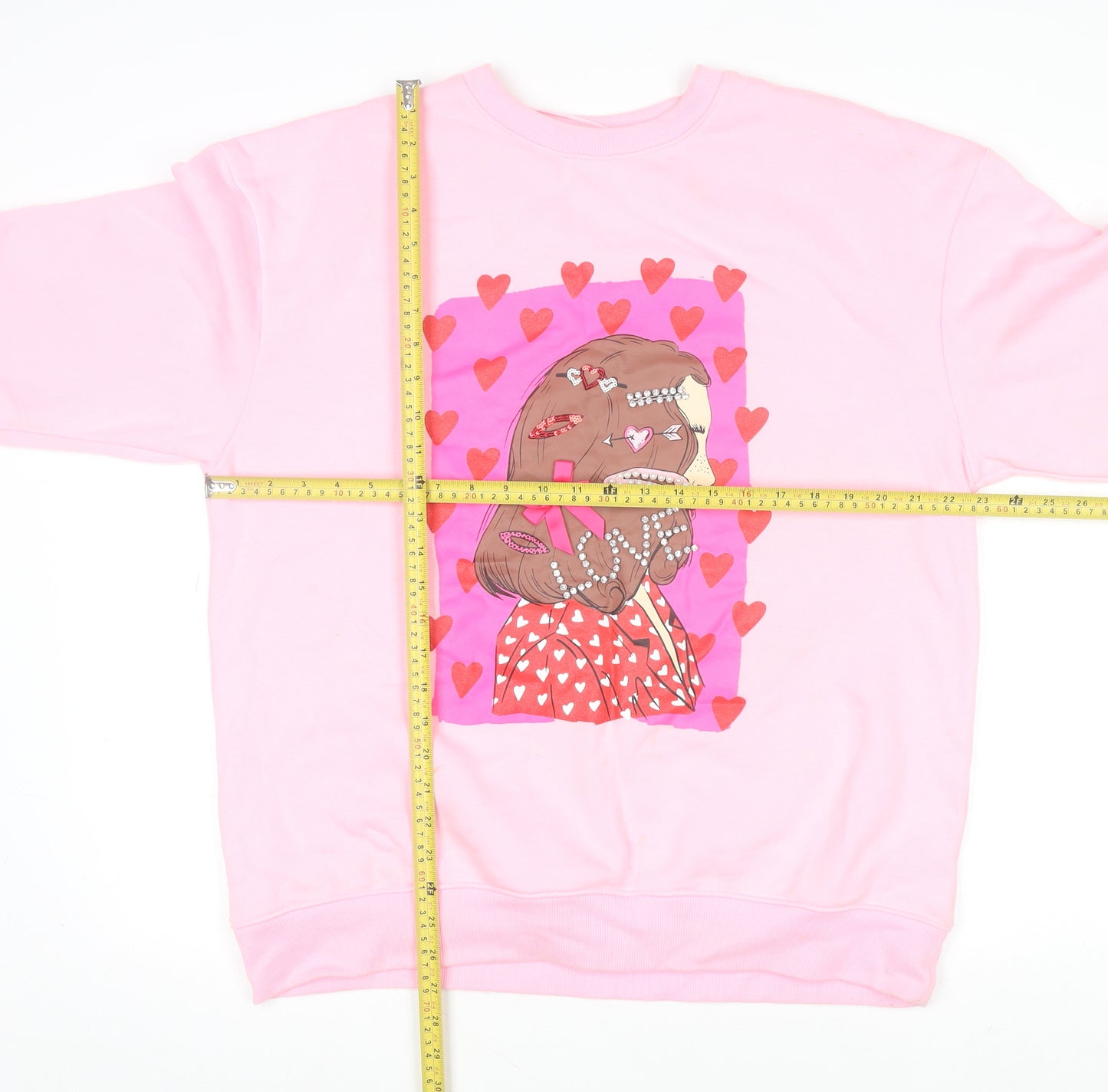 Savida Women Pink Graphic Print Pullover Sweatshirt Size 12