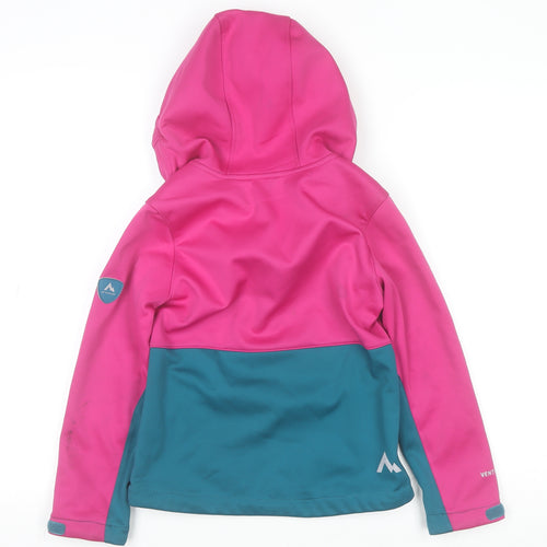 McKINLEY Girls Pink Blue Softshell Hooded Jacket 8 Years Water Resistant