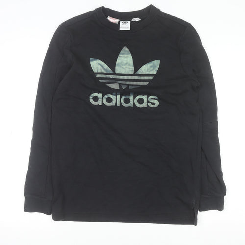 Adidas Boys Black Crew Neck Logo Pullover Sweatshirt 13-14 Years
