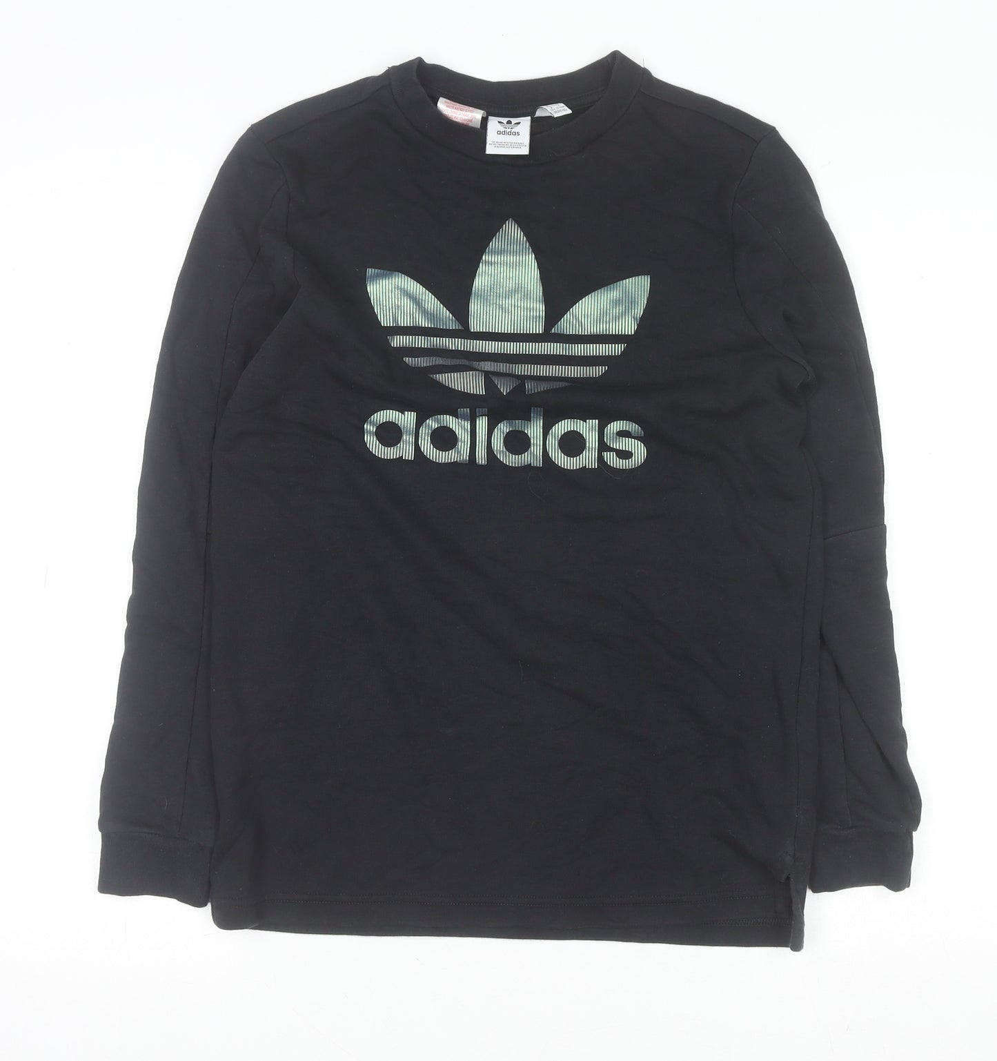 Adidas Boys Black Crew Neck Logo Pullover Sweatshirt 13-14 Years